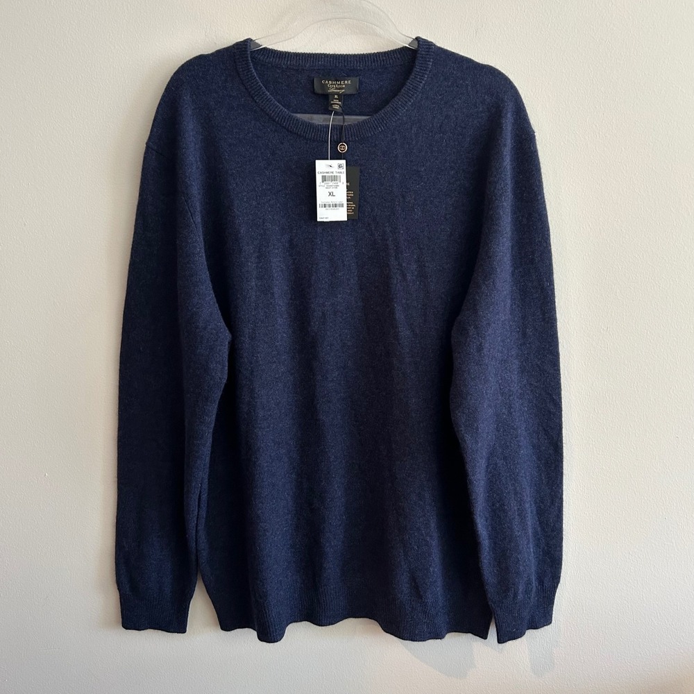 Club Room Cashmere Luxury Sweater Navy Heather XL Crewneck 100% Cashmere NEW